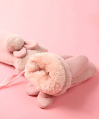 送料無料可愛い暖かい手袋秋冬女性用防寒冬レディースオシャレかわいいファッション雑貨・小物グローブエレガンス手ぶくろ中は5本指で指も動かしやすいボアミトン防寒手袋レディース手袋