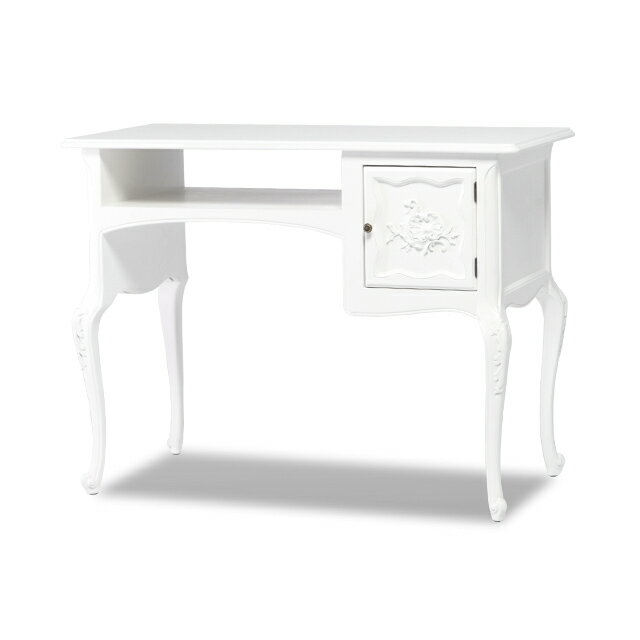 ロココ調家具 アンティーク 机 デスク 対面式 ネイル用デスク アンティーク調 受付デスク ライティングデスク 収納付き ロココ調 白 ホワイト おしゃれ 白家具 店舗什器 VTA7018-18 [2]