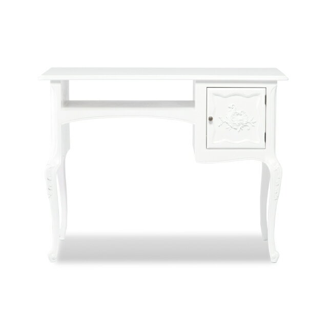 ロココ調家具 アンティーク 机 デスク 対面式 ネイル用デスク アンティーク調 受付デスク ライティングデスク 収納付き ロココ調 白 ホワイト おしゃれ 白家具 店舗什器 VTA7018-18 [3]