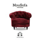 Mousofa モーソファ ソファー 一人 1人掛けソファ 1人用 アンティーク ソファ シングルソファ チェスターフィールド ソファ アンティーク調 姫系 ソファ ビーンズ型 レッドベルベット 布地 可愛い おしゃれ ロマンチック NM1F41K
