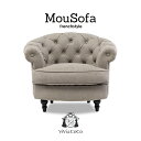 Mousofa モーソファ アンティーク ソファ 一人用ソファ ソファー 一人 1人掛けソファ 一人がけ 1人用 アンティーク調 姫系ソファ シングルソファ チェスターフィールド ライトグレー 合皮 おしゃれ ビーンズ型 可愛い 輸入家具 インテリア ホテル レストラン NM1P101K