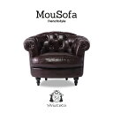 Mousofa モーソファ ソファ ソファー 一人 1人掛けソファ 1人用 アンティーク ソファ アンティーク調 姫系ソファ シングルソファ チェスターフィールド ソファ ブラウン 合皮 PUレザー おしゃれ ビーンズ型 可愛い NM1P38K