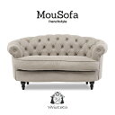 Mousofa モーソファ ソファー 2人掛け 二人 2人用 ソファ アンティーク ソファ 2人掛けソファ コンパクト チェスターフィールド ソファ ライトグレー 合皮 アンティーク調 ロマンチック 姫系 ソファ ビーンズ型 可愛い おしゃれ NM2P101K