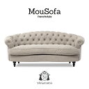 Mousofa モーソファ アンティーク ソファ ソファー 3人掛け 3人掛けソファ 3人用 三人 アンティーク調 姫系ソファ トリプルソファ チェスターフィールド ライトグレー 合皮 おしゃれ ビーンズ型 可愛い 輸入家具 NM3P101K