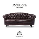 Mousofa モーソファ アンティーク ソファ ソファー 3人掛け 3人掛けソファ 3人用 三人 アンティーク調 姫系ソファ トリプルソファ チェスターフィールド ブラウン 合皮 おしゃれ ビーンズ型 可愛い NM3P38K