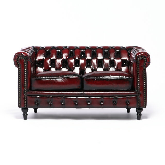 アンティーク ソファ 本革ソファ ソファー 店舗用 2人掛け 2人掛けソファ sofa チェスターフィールド 二人 2人用 アンティークレッド レザー 革 コンパクト おしゃれ 英国調 イギリス インテリア VINCENT ヴィンセント VC2L914K 2