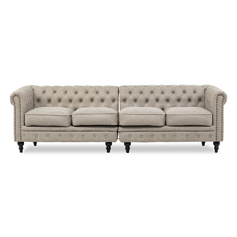 チェスターフィールド ソファ 組み合わせソファ ソファー 4人掛け アンティーク ソファ 4人掛けソファ 4人 4人用 アンティーク調 ソファセット モジュール式 ライトグレー 合皮 おしゃれ アンティーク調 イギリス 英国 受注生産 ヴィンセント VC4P101K