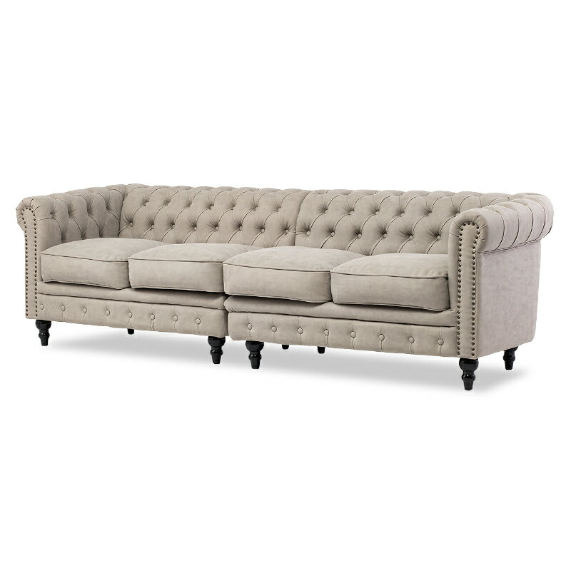 チェスターフィールド ソファ 組み合わせソファ ソファー 4人掛け アンティーク ソファ 4人掛けソファ 4人 4人用 アンティーク調 ソファセット モジュール式 ライトグレー 合皮 おしゃれ アンティーク調 イギリス 英国 受注生産 ヴィンセント VC4P101K [2]