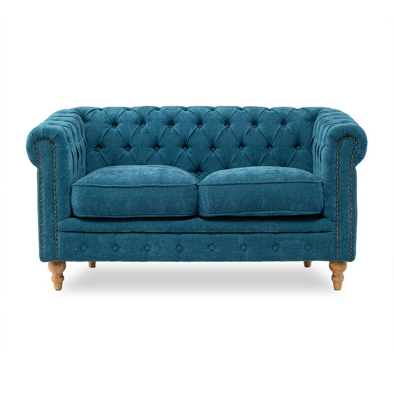 ヴィンセント ソファー 2人掛け ソファ 布製 2人掛けソファ アンティーク ソファ 2人用 二人がけ コンパクト チェスターフィールド ソファ ブルー 布地 アンティーク 家具 おしゃれ 英国調 ナチュラル ロマンチック インテリア VC2F264N