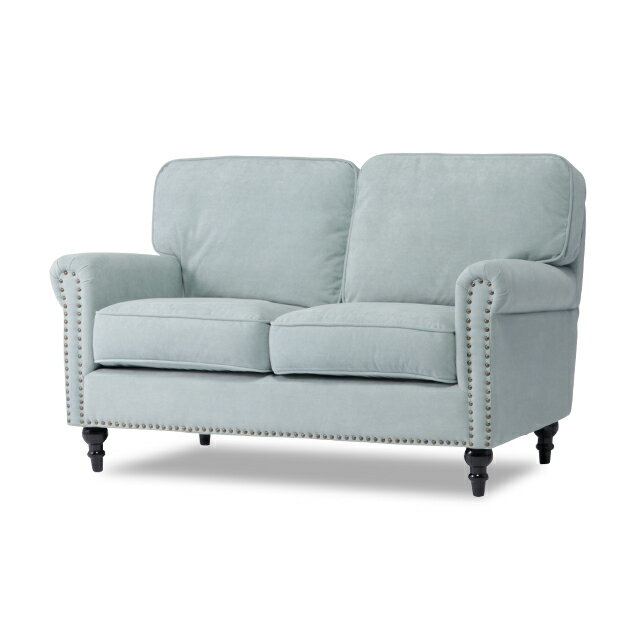 ヴィンセント ソファー 店舗用 二人 2人掛けソファ アンティーク ソファ 2人用 2人がけ チェスターフィールド コンパクトソファ sofa シャーベットブルー 布地 ヴィンテージスタイル イギリス おしゃれ アンティーク調家具 インテリア VG2F238K [2]
