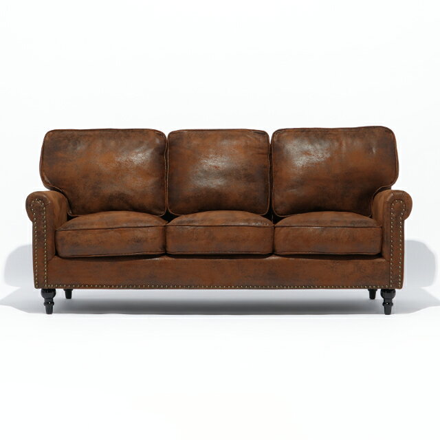 Vincent ヴィンセント 三人 3人掛けソファ ソファー 店舗用 3人用 アンティーク ソファ コンパクトソファ チェスターフィールド ブラウン バックスキン風 布製 アンティーク調 英国 イギリス 格好いい おしゃれ インテリア VG3P30K