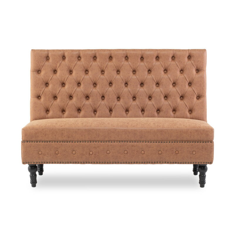 アンティーク イス ソファ ソファー sofa ベンチソファ 2人掛け 3人掛け 2人用 3人用 組み合わせソファ ベンチ チェア 椅子 いす ハイバック 合皮 チェスターフィールド ソファ キャメル PUレザー ヴィンセント 格好いい 英国調 高級感 おしゃれ カフェスタイル VZP39K [2]