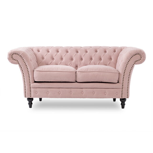 VINCENT ソファ ソファー 2人掛け 2人掛けソファ 二人 2人用 アンティーク ソファ チェスターフィールド ソファ コンパクトソファ シャーベットピンク 布地 おしゃれ 重厚感 リッチ ヴィンセント VJ2F237K [2]