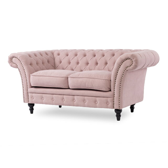 VINCENT ソファ ソファー 2人掛け 2人掛けソファ 二人 2人用 アンティーク ソファ チェスターフィールド ソファ コンパクトソファ シャーベットピンク 布地 おしゃれ 重厚感 リッチ ヴィンセント VJ2F237K [3]