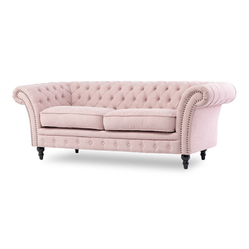 ヴィンセント ソファー 店舗用 3人掛け 3人掛けソファ 三人 3人用 アンティーク ソファ チェスターフィールド ソファ シャーベットピンク 布地 コンパクト エレガント 重厚 リッチ おしゃれ インテリア VJ3F237K [2]