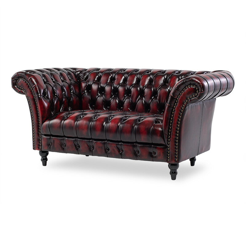 ヴィンセント ソファ 2人掛け 二人用ソファ ソファー 店舗用 2人 二人 2人掛けソファ チェスターフィールド 本革 アンティーク アンティーク調家具 アンティークレッド レザー シートボタン 硬め 高級感 おしゃれ 輸入家具 英国調 イギリス インテリア 本革ソファ VJB2L914K [2]