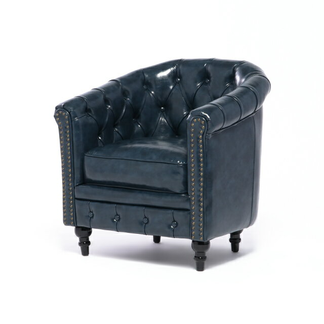 ヴィンセントシリーズ 一人用ソファ 一人掛けソファー ソファー ソファー 1人掛けソファ 合皮 アンティーク ラウンジソファ チェスターフィールド シングルソファー PUレザー ブルー 英国 イギリス UK 格好いい VL1P58K