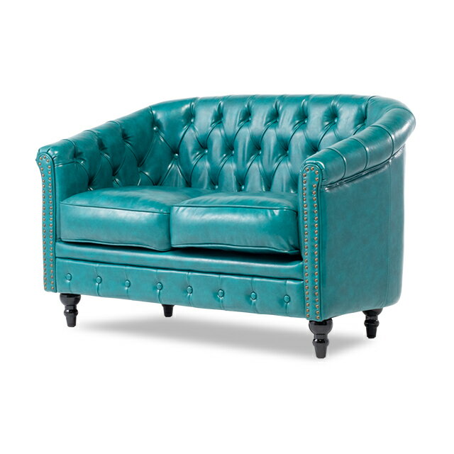 ヴィンセント ソファー 合皮 ソファ 2人掛け ソファ アンティークソファ 二人がけ 2人 2人掛けソファ チェスターフィールド ソファ ターコイズグリーン 英国調 おしゃれ インテリア ホテル レストラン 店舗什器 輸入家具 VL2P70K