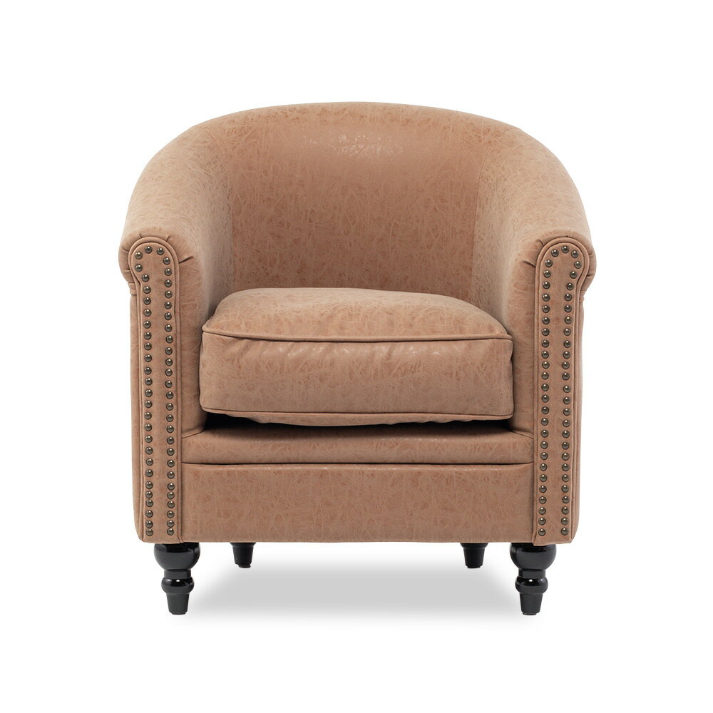 VINCENT ヴィンセント 一人掛け 1人掛けソファ 合皮 アンティーク ソファ 一人 1人用 1人掛け チェスターフィールド コンパクト シングルソファ ラウンジソファ キャメル ボタンなし 英国調 おしゃれ インテリア 輸入家具 ソファー 店舗用 VLA1P39K