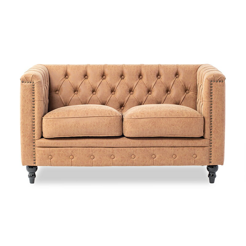 ヴィンセント ソファー 店舗用 アンティーク ソファ 合皮 2人掛けソファ 二人 二人がけ 2人用 チェスターフィールド ラブソファー キャメル コンパクト 英国スタイル モダンスタイル おしゃれ 高級 一人暮らし インテリア VM2P39K