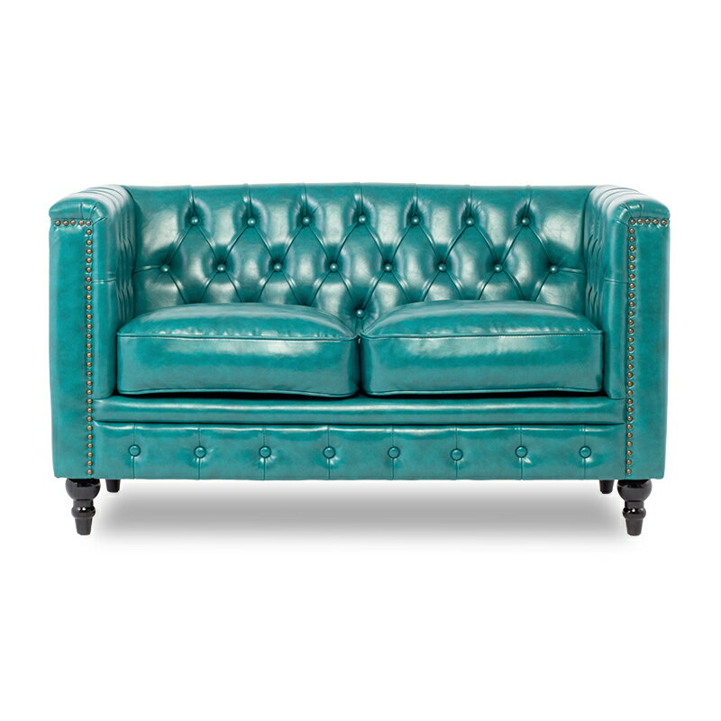 ソファー 店舗用 合皮 アンティーク ソファ 2人掛けソファ 二人 2人用 コンパクト チェスターフィールド アンティーク調家具 ターコイズグリーン 英国調 モダンスタイル おしゃれ 格好いい ヴィンセント VM2P70K [2]