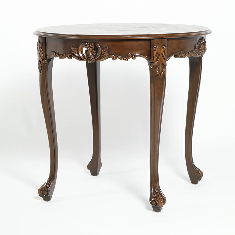 テーブル ラウンドテーブル アンティーク 机 ロココ調家具 ヨーロッパスタイル カフェ家具 木製 ブラウン おしゃれ ロマンチック 猫脚 VTA4235-8-5