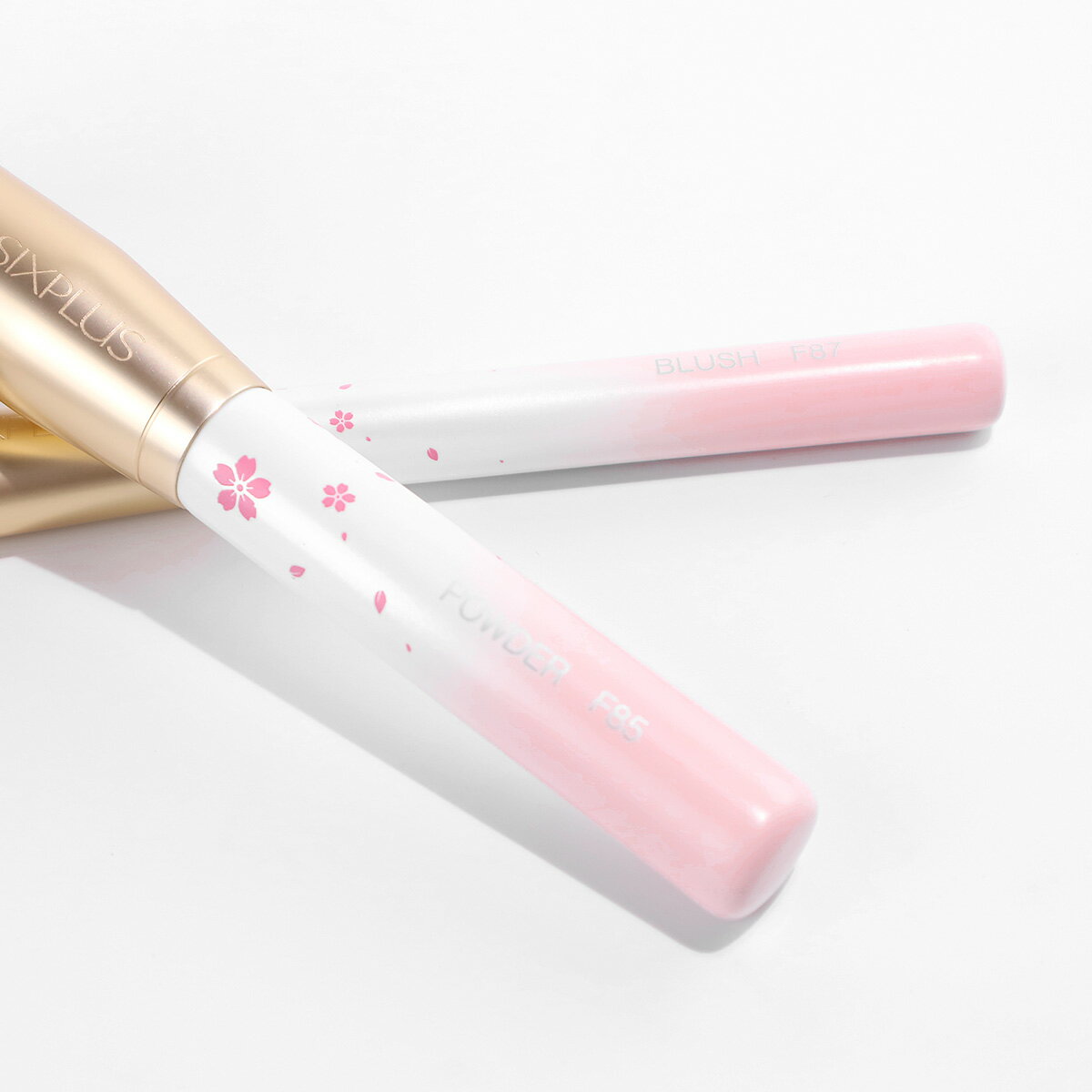 SIXPLUS桜色グラデーションメイクブラシ7本セット新作化粧ブラシ送料無料あす楽対応化粧ポーチ付き(ピンク)【プレゼントギフト】