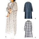ダブルガーゼロングシャツワンピース チェック柄 9279787 レディース オールシーズン 春夏秋冬 羽織 ベージュ ネイビー(4)