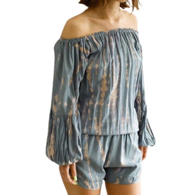 WHITE HAVEN ボーダー タイダイ オールインワン ロンパース ホットパンツ ショートパンツ オフショルダー リゾート　カジュアル おしゃれ かわいい 9767102