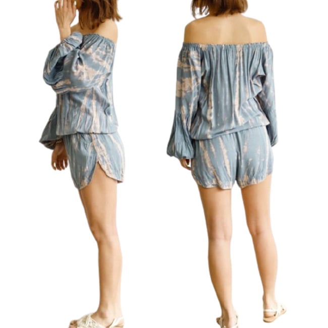 WHITE HAVEN ボーダー タイダイ オールインワン ロンパース ホットパンツ ショートパンツ オフショルダー リゾート　カジュアル おしゃれ かわいい 9767102