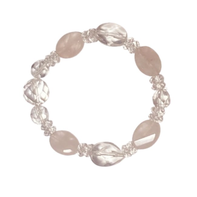 ローズクォーツ 水晶 ブレスレット カット クォーツ パワーストーン おしゃれ かわいい オシャレ レデ..