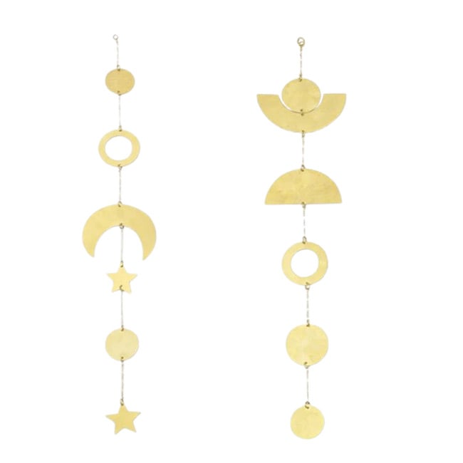 ブラス 真鍮 ロング オーナメント 手作り ハンドメイド モロッコ おしゃれ かわいい 半円 星 ゴールド 吊るし飾り 天井飾り 壁飾り