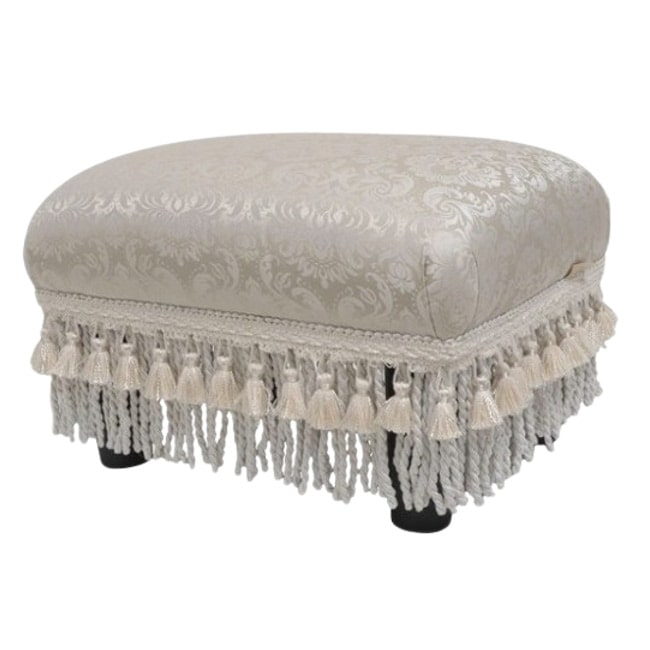 アメリカ 発の ヨーロピアン ゴージャス エレガント Jennifer taylor ジェニファーテイラー オットマン スツール イス　椅子 姫系 プリンセス インテリア Haruno GR ハルノ グレー ダマスク柄