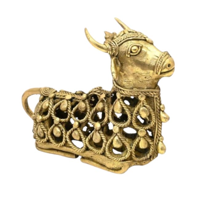 インド ドクラアート 牛 置物 ゴールド 真鍮