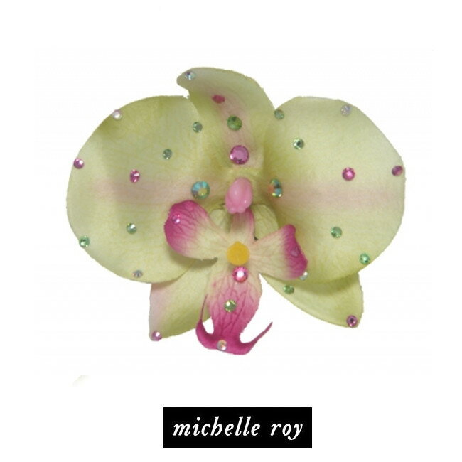 LAセレブ愛用ブランドMichelle roy ミッシェル・ロイフラワークリップ　オーキッドグリーン　kitson　キットソン　カリフォルニア　ヘアアクセサリー　ブローチ 胡蝶蘭　リゾート　きれい　ハリウッド