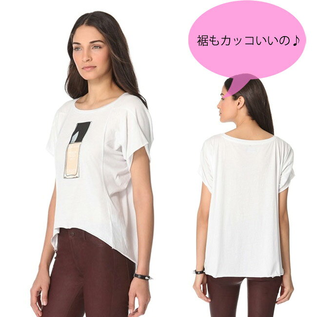 LAセレブ愛用ブランドSauceソースドレープがエレガント♪コスメTシャツ　インポート　ホワイト　白　変形Tシャツ　レディース　春　夏　秋　冬　おしゃれ　かわいい vivid-vivid-10005367 vivid-vivid サンプル画像3