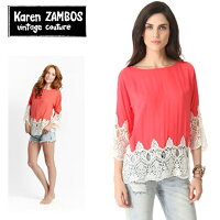 karenzambosvintagecoutureカレンザンボスMadelynBlouse鮮やかカラーに大ぶりレースがキュート♪