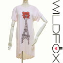 LAセレブ愛用ブランド　 Wild foxワイルドフォックスシャーベットカラー　ラブリーエッフェル塔♪チュニックドレス　Tシャツワンピース..