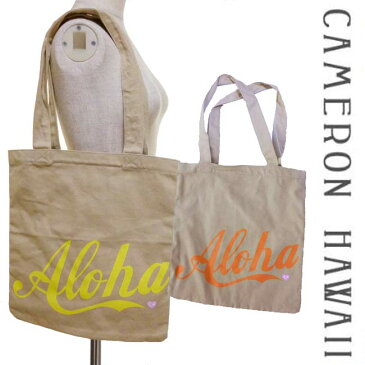 セレブ愛用ブランドCameron hawaiiキャメロンハワイキャンバストート　alohaアロハロゴ　エコバッグ　おしゃれ　　インポート　かわいい