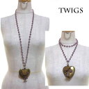 アメリカにて職人がひとつづつ手作り!twigs jwelsハートネックレス ロングネックレス パープル ピンク ヴィンテージ風アンティーク風 クラウン 王冠 百合の紋章 フルールドリス fleur-de-lys