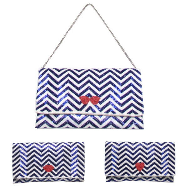 swaraj スワラージ マリン カラー ビーズ刺繍 クラッチバッグ ショルダー 2way バッグインバッグ キスマーク ハート リボン パーティーバッグ おしゃれ かわいい ドレッシーカジュアル 12035451 マチなし キラキラ