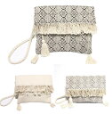 swarajスワラージ　ジャガード織りの幾何学柄♪クラッチバッグ　ショルダー　2way　clutch　bag　ブラック　オフホワイト　ライトグレー　軽量♪　カジュアル　おしゃれ　かわいい　8535510