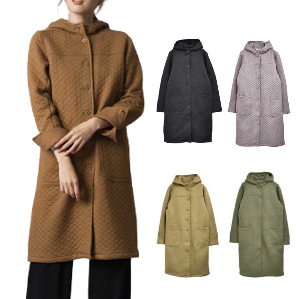 フード付きコットンキルティング薄手...