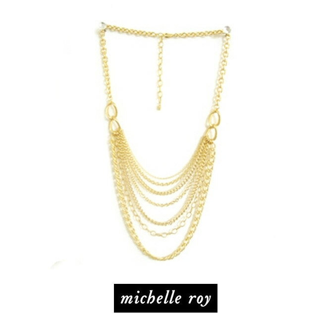 LAセレブ愛用ブランドMichelle roy ミッシェル・ロイBrassチェーンネックレス　ゴールドロングネックレス　　kitson　キットソン　ゴージャス　存在感　ハリウッド　かっこいい　きれいめ