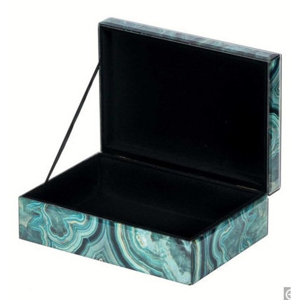 マーブルストーン調ボックス エメラルド 小物入れ 6919221 ふた付き