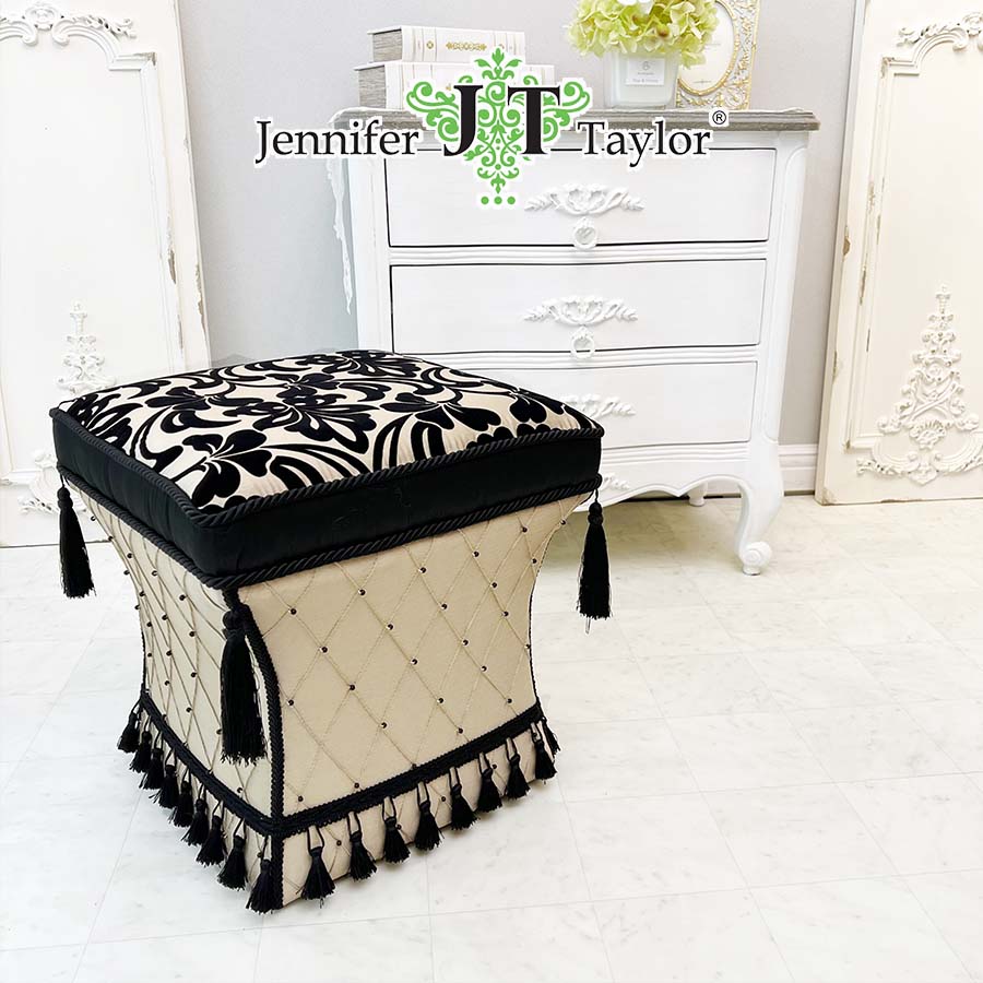 ジェニファーテイラー スクエアスツール Jennifer Taylor Yorke チェア 椅子 ロココ アンティーク調 ヴィクトリアン 家具 インテリア