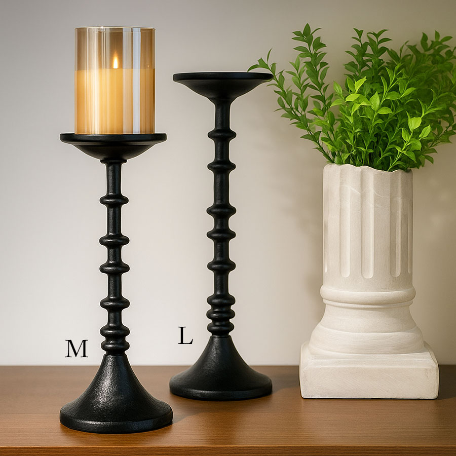 2サイズ展開 スタイリッシュなアイアン製 キャンドルホルダー M 高さ28cm キャンドルスタンド アイアン ?燭立て モダン インテリア モノトーン ゴシック