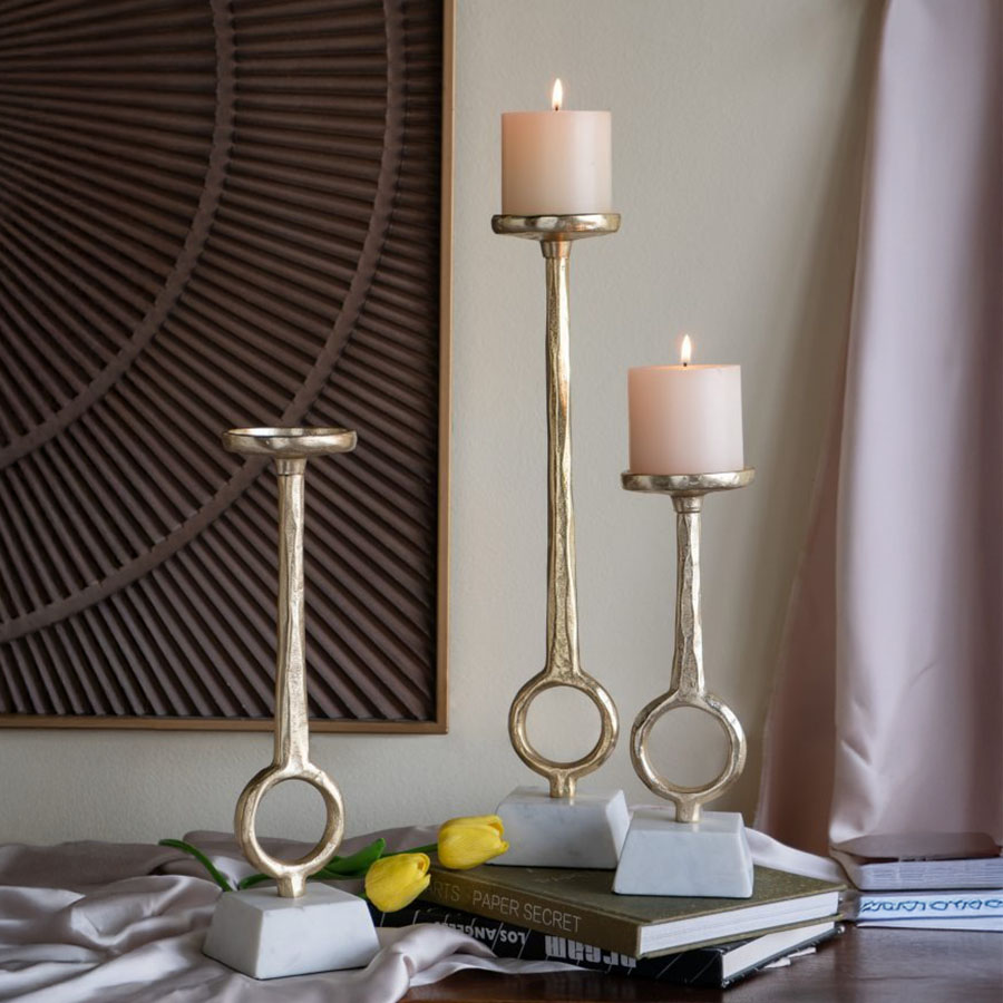 マーブルベース エレガントリング キャンドルホルダー 3SET ゴールド キャンドルスタンド ?燭立て ラグジュアリー ロマンティック