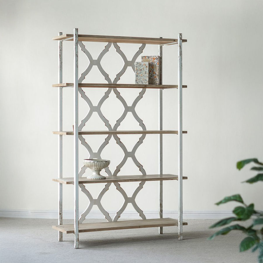 アイアン＆ウッドシェルフ 5段 高さ190cm 木製 アンティーク調 北欧 飾り棚 室内 棚 ラック 収納 陳列 ..