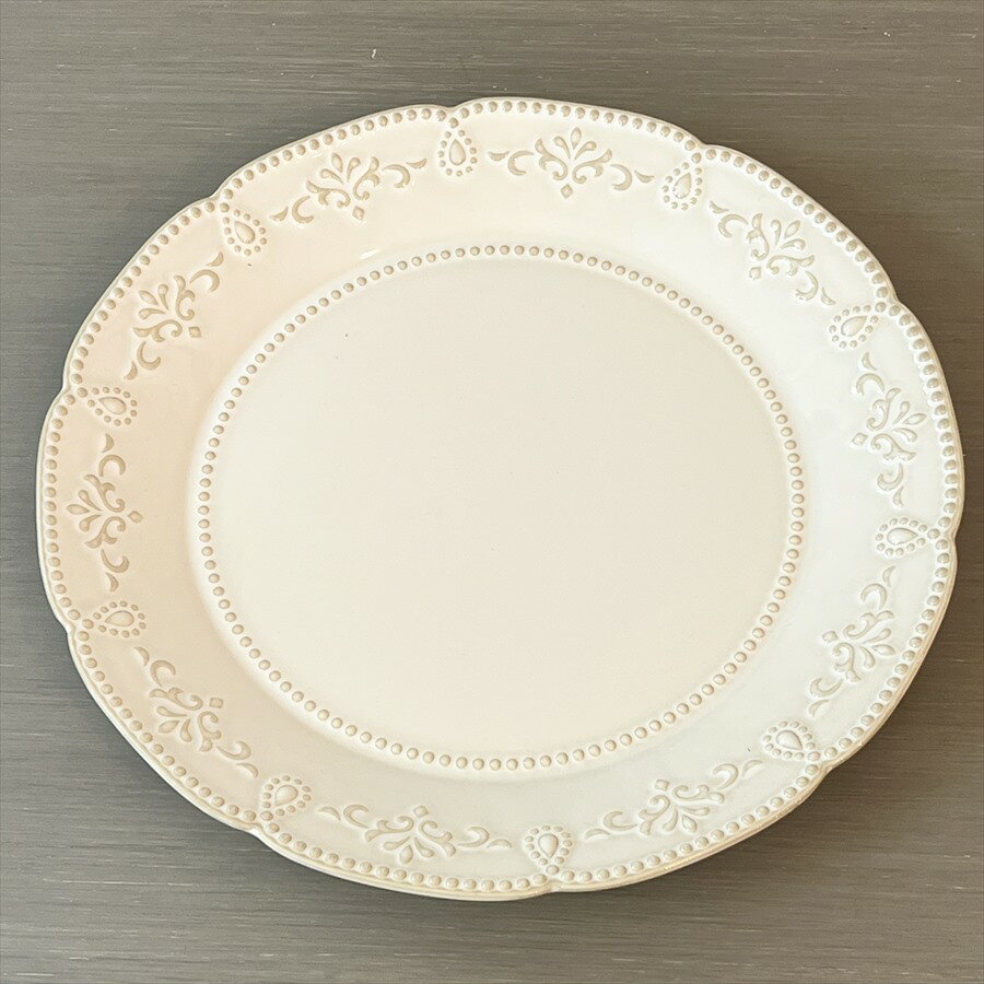 乐天商城 - 【5％OFFクーポン｜9日20時〜16日1時59分までの期間限定】プレート 27cm 食器 アイボリー 皿 ドット レリーフ 陶器 盛り皿 メインディッシュ ケーキ デザートアールデコ ホームパーティ インテリア雑貨